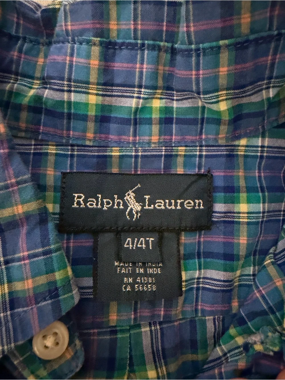 Ralph Lauren Boys Blue & Green Plaid Button-Down Shirt
